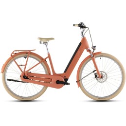 Vélo électrique rétro CUBE Aruba Hybrid couleur papaya n creme