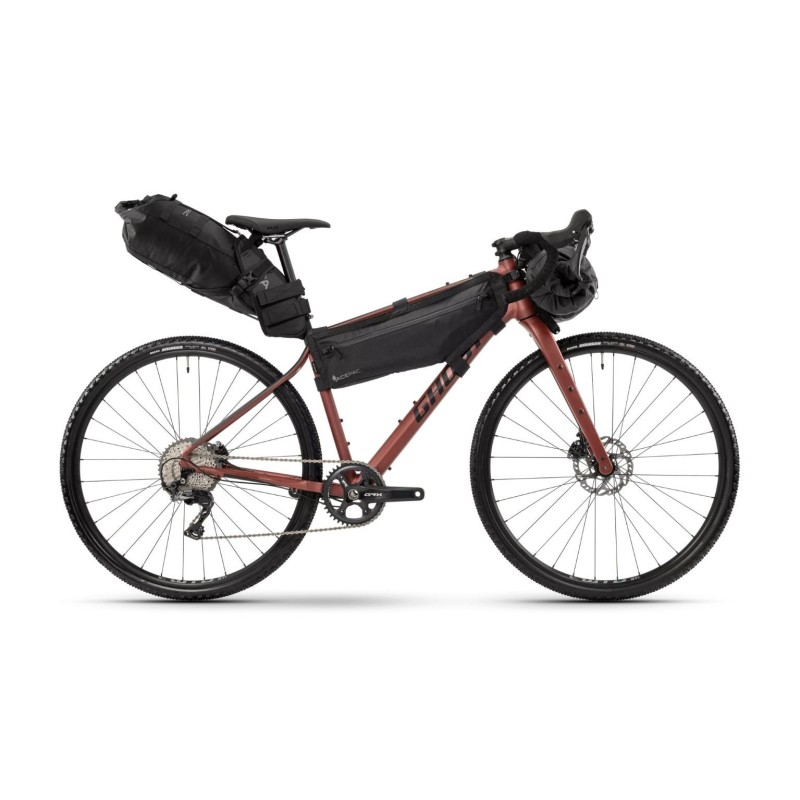 GHOST Asket Advanced EQ vélo gravel rouge rouille métallisé avec sacoches bikepacking